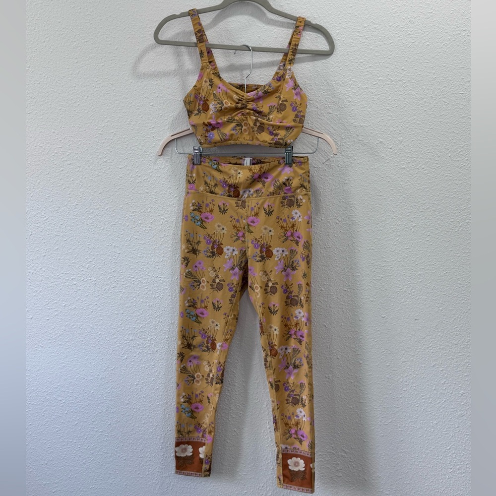 Spell Floral Leggings Set in Mustard and Purple